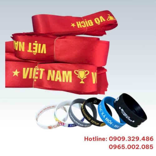 In băng đeo chéo, vòng tay cổ vũ team building rẻ, bền, đẹp